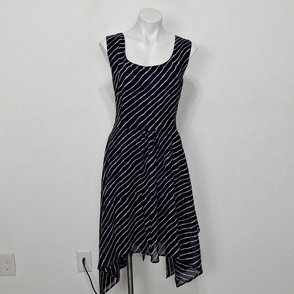 Diva Collection Blue White Nautical Fairy Stripe Asymmetrical Dress Size 2X